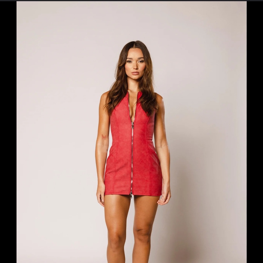 Revice Red Leather Dress